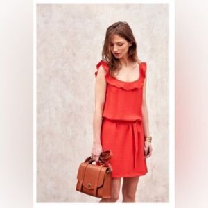 Sezane Donatella Red Belted Mini Dress